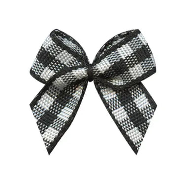 Small Black and White Gingham Bows Pack of 12