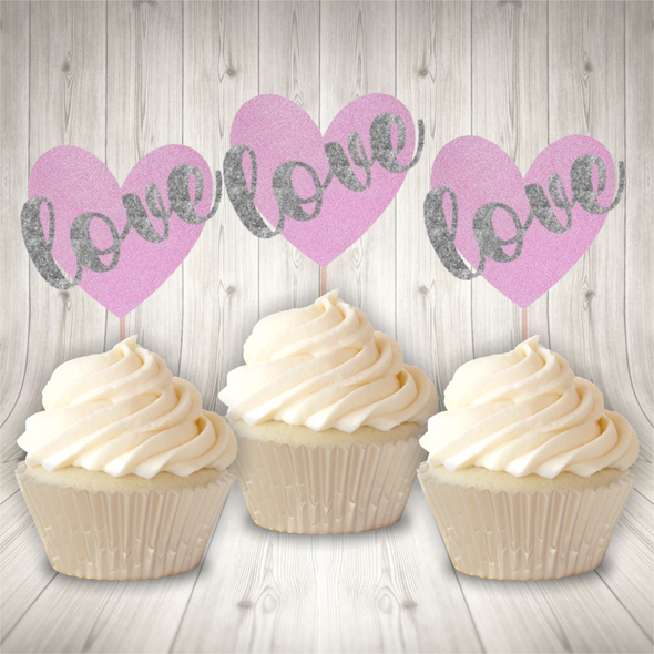 Love Heart Cupcake Charm or Topper