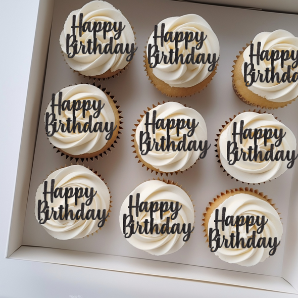 Happy Birthday Cupcake Charm Cursive Font