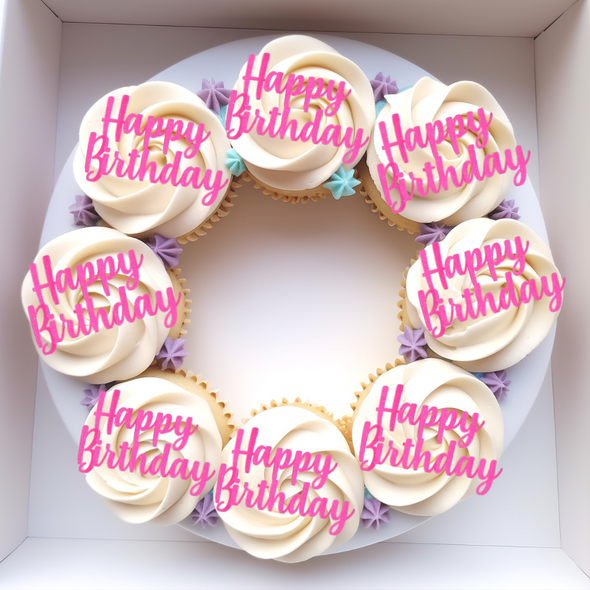 Happy Birthday Cupcake Charm Cursive Font