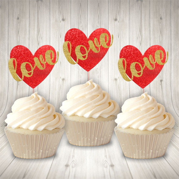 Love Heart Cupcake Charm or Topper