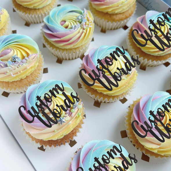 Custom Words Cupcake Charms Cursive  (Font 5)