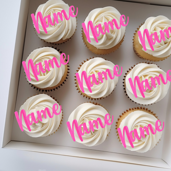 Custom Words Cupcake Charms Cursive  (Font 5)