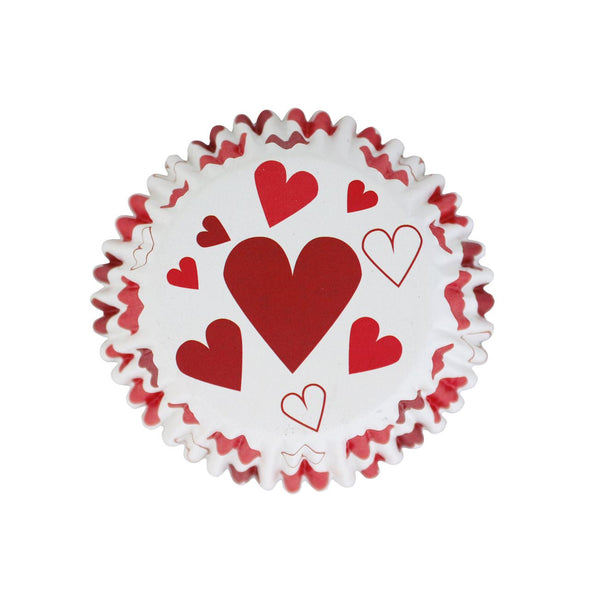 Foil Lined Cupcake Cases Red Hearts Pack of 30