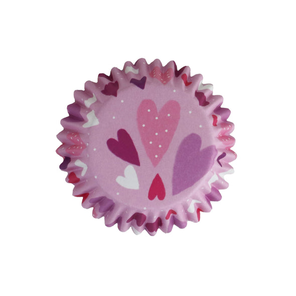 Foil Lined Cupcake Cases Pink Love Hearts Pack of 30