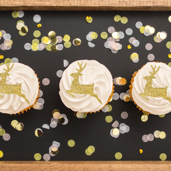 Gold Reindeer Cupcake Topper/Food Pick