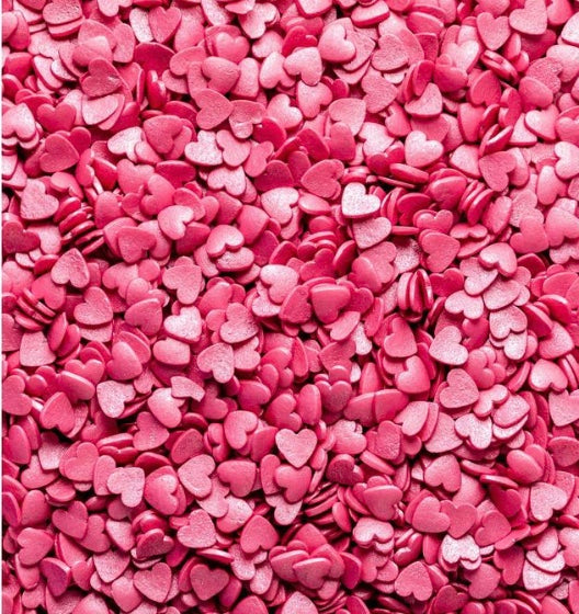Hot Pink Shimmer Heart Sprinkles - The Shire Bakery